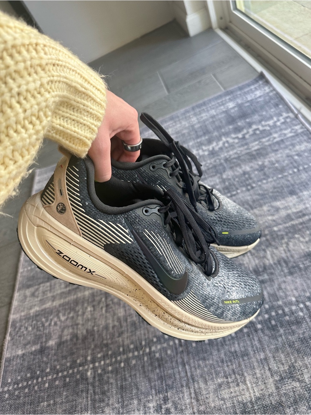 Nike Women's Black and Cream ZoomX Running Shoes
